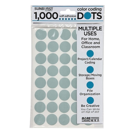 Sunburst Systems Labels Color Coding Seafoam Grey 1000 Dots, PK1000 7064